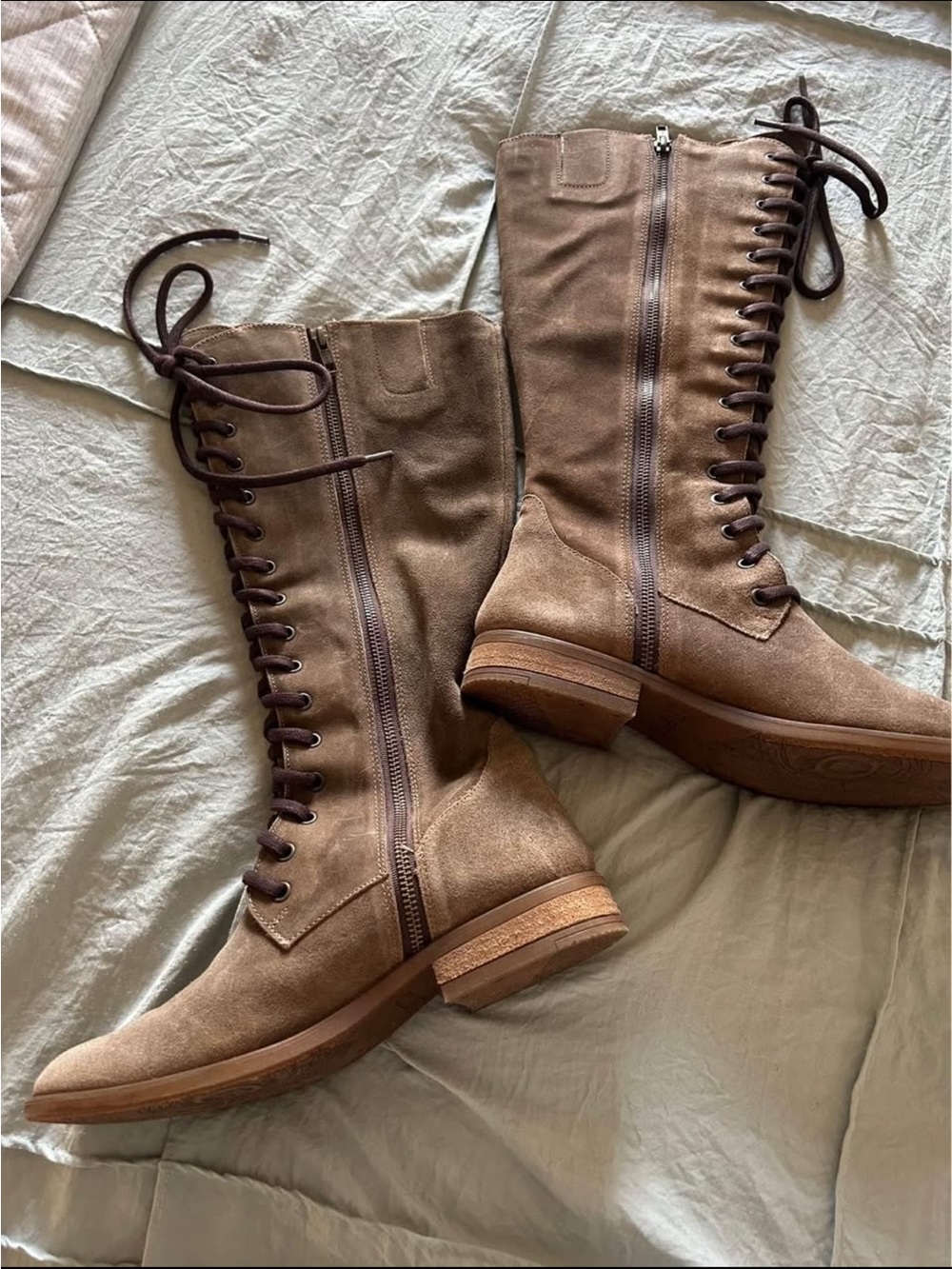 Born Tall Lace-Up Suede Boots in Brown - Picture 2 of 3
